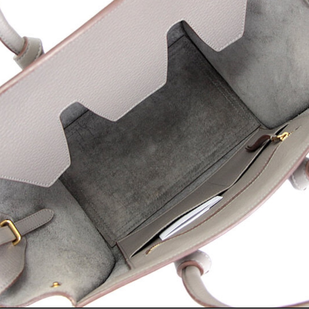CELINE 
Tie Tote Bag Leather Gray Handbag - Picture 9 of 9